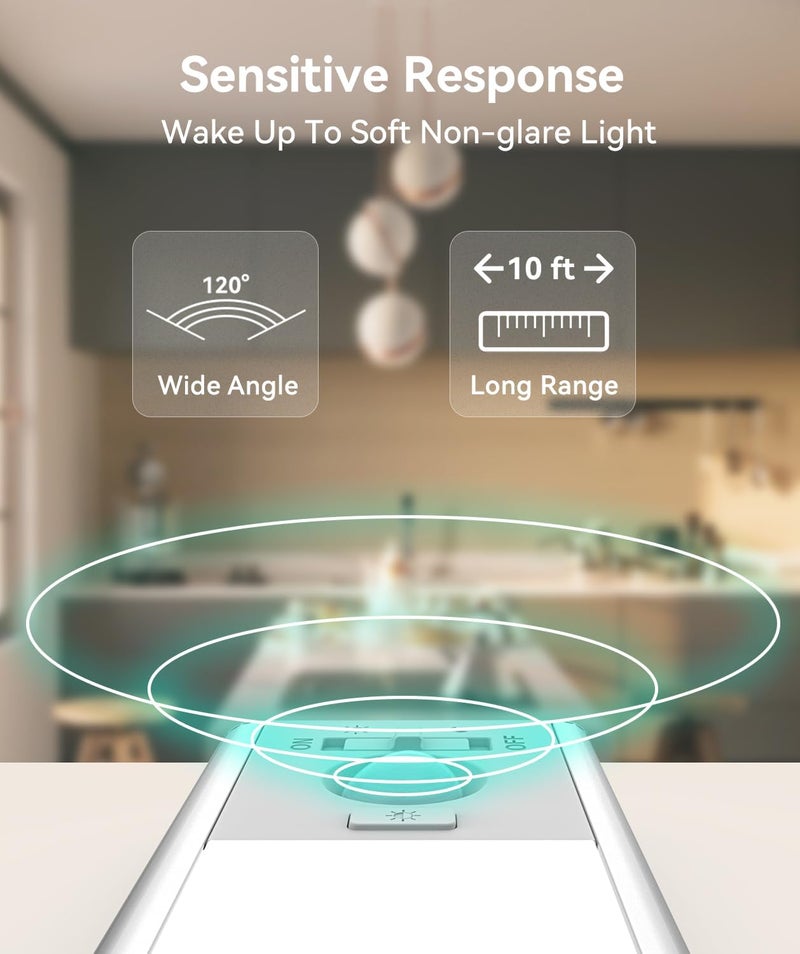 DDSKY Under Cabinet Lighting, LED Motion Sensor Light Indoor, 2200mAh USB Rechargeable Closet Lights Battery Operated, Stick On Magnetic Wireless Dimmable Under Counter Lights for Kitchen(2 Pack) - Image 5